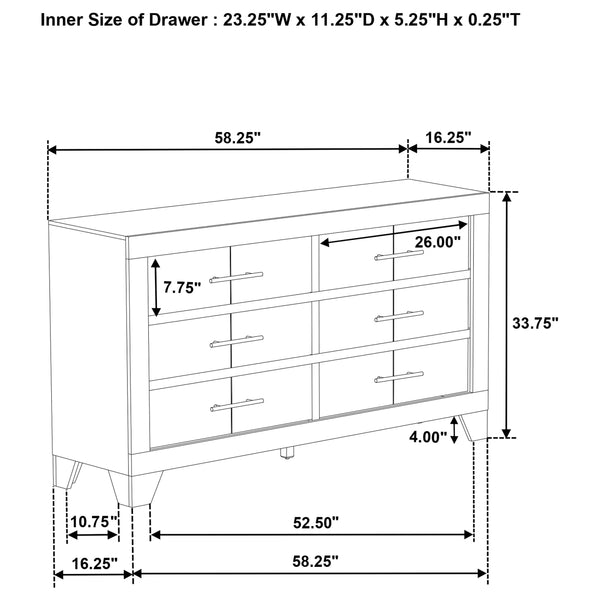 English Elm Pierce Queen Bedroom Set with Led Headboard Diamond Embossed High Gloss Finish B062S01770