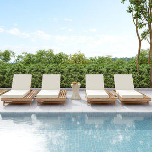 English Elm Lounge Chaise Outdoor Acacia Wood Slatted Frame with Water Resistant Cushion Resort Style N770P442L317C