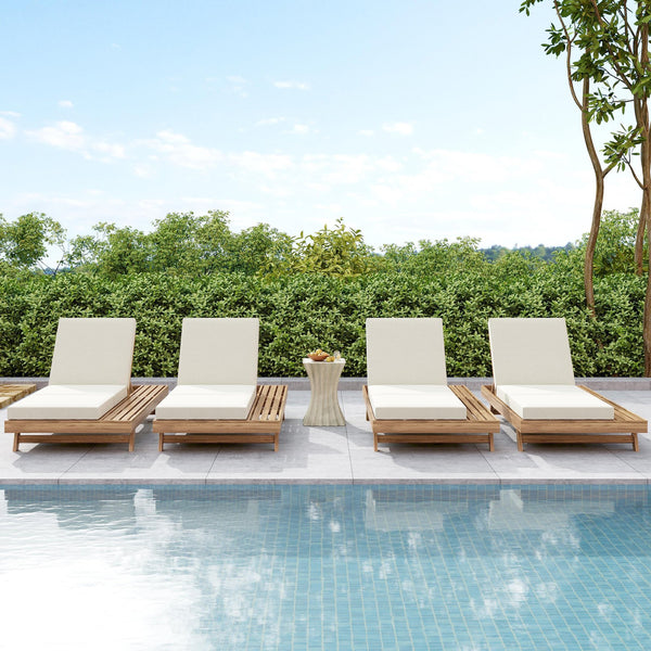 English Elm Lounge Chaise Outdoor Acacia Wood Slatted Frame with Water Resistant Cushion Resort Style N770P442L317C