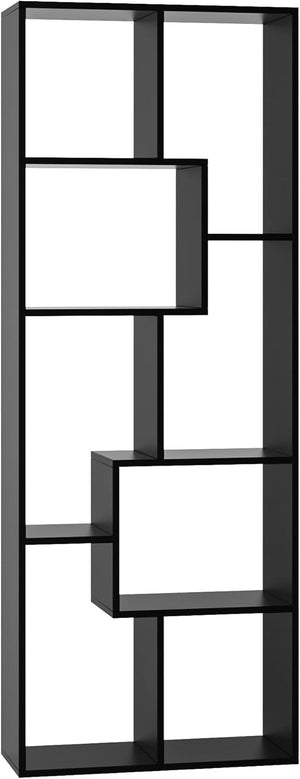 English Elm Asymmetrical Five Tier Geometric Bookcase Matte Sculptural Open Display Shelf Black B372P431344
