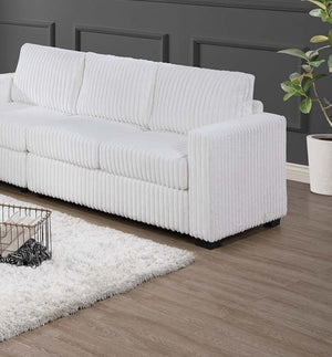 English Elm Classic Comfort 2pc Sofa Set with Chenille Upholstery, Pocket Coil Support, Rolled Arms & Exposed Feet Milk White 38 L x 26 W x 53 H B011S01745