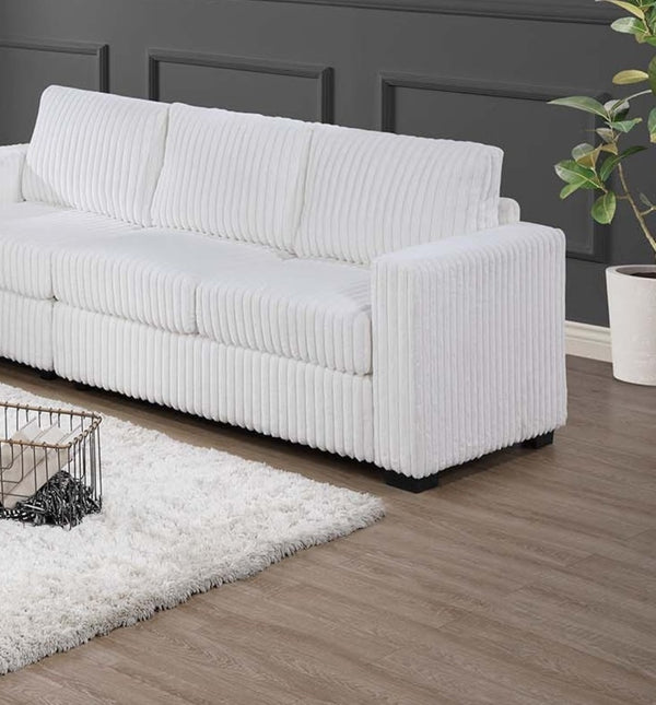 English Elm Classic Comfort 2pc Sofa Set with Chenille Upholstery, Pocket Coil Support, Rolled Arms & Exposed Feet Milk White 38 L x 26 W x 53 H B011S01745