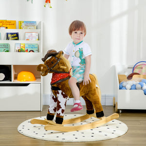 English Elm Qaba Plush Rocking Pony for Toddlers with Sound Effects and Padded Saddle Playroom Fun W2225P217695