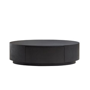 English Elm Modern Oval Coffee Table Matte Finish Mdf Frame with Storage Drawer for Living Room Black W2085P384569
