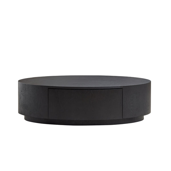 English Elm Modern Oval Coffee Table Matte Finish Mdf Frame with Storage Drawer for Living Room Black W2085P384569