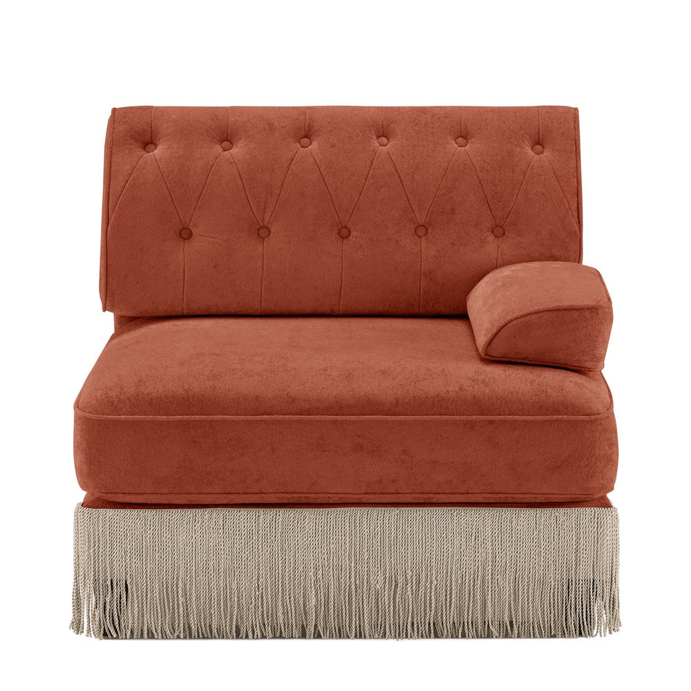 English Elm Sofa Rsf Sectional Module Velvet Tufted Chesterfield Style Retro Luxe Living Room Piece W714P450883