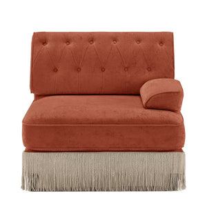 English Elm Sofa Rsf Sectional Module Velvet Tufted Chesterfield Style Retro Luxe Living Room Piece W714P450883