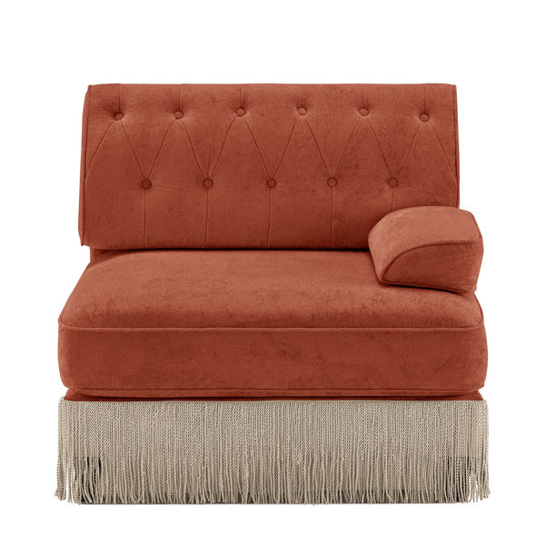 English Elm Sofa Rsf Sectional Module Velvet Tufted Chesterfield Style Retro Luxe Living Room Piece W714P450883
