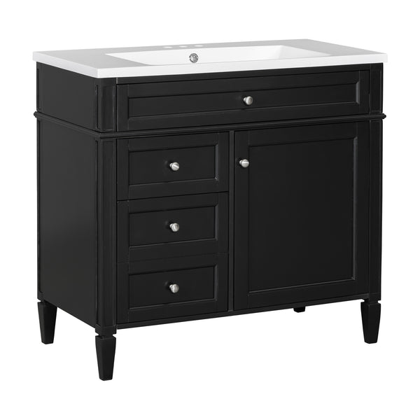 English Elm 36'' Modern Bathroom Vanity With Resin Sink, Storage Cabinet & Tip-Out Drawer For Stylish Organization SW000119AAB-2