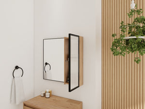 English Elm 10'' Floating Bathroom Mirror Cabinet Plywood Body Acrylic Door Adjustable Shelf W999P470297