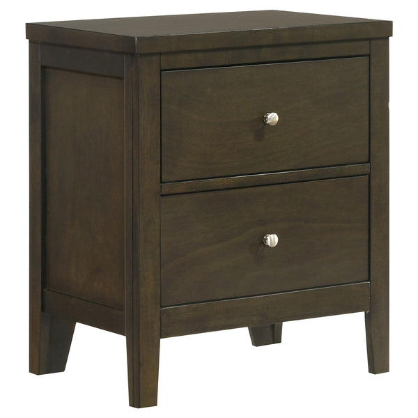 English Elm Clement Dark Cocoa Two-Drawer Nightstand with Brushed Nickel Hardware, Sturdy Wood, Versatile Style (26.25"H) B062P375568