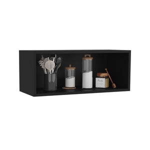 English Elm Wall Engineered Wood Cabinet with Single Door and Two Shelves for Kitchen Storage, Modern Durable Design Black 31.1 L x 14.17 W x 4.33 H B097P250900