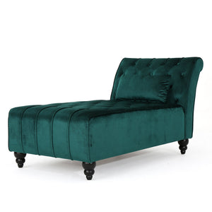 English Elm Chaise Lounge Velvet Upholstered Accent Chair with Birch Legs for Living Room Decor N776P412298T