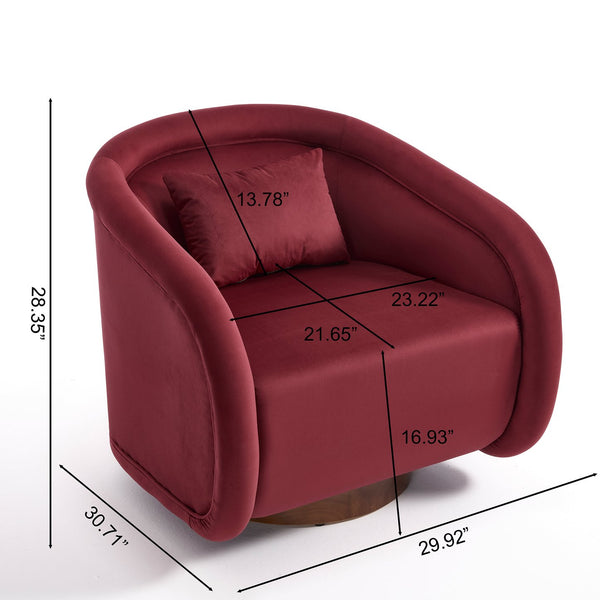 English Elm Swivel Barrel Chair Plush Teddy Fabric Pumpkin Silhouette for Living Room or Bedroom W3244P288860