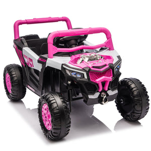 English Elm 12v Kids Electric Utv Ride on Toy with Parental Remote Swing Function and Shock Absorbers Pink W1578P368159