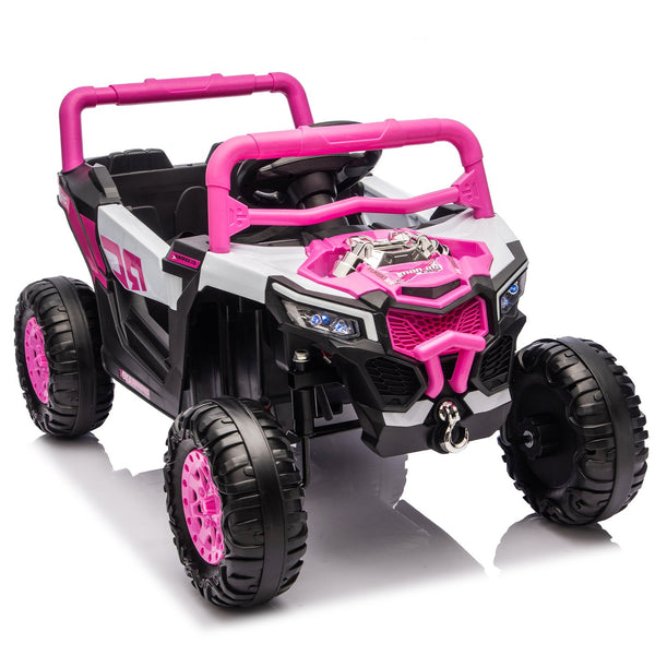 English Elm 12v Kids Electric Utv Ride on Toy with Parental Remote Swing Function and Shock Absorbers Pink W1578P368159