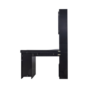 English Elm L-Shaped Corner Computer Desk with Hutch & Drawers, Space-Saving 2-in-1 Design and Ample Storage Black W331S00170