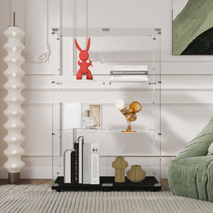 English Elm Tempered Glass Display Cabinet With Smart Bluetooth Led Lighting & Secure Lock For Modern Spaces W3155P268180-GIGA