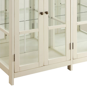 English Elm Danica Off White 4-Door Wood Accent Storage Display Cabinet — Elegant Neutral Buffet with Ample Concealed Storage and Sleek Glass Accents B062P328677
