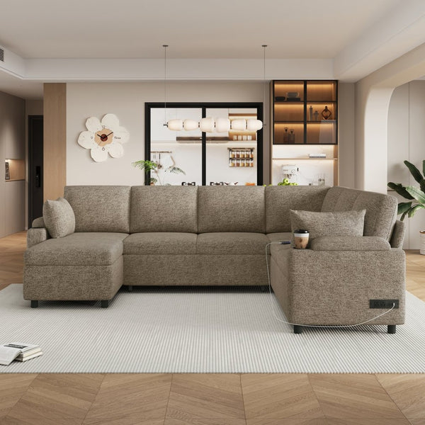 English Elm 101.2" Modular Chenille Sectional Sofa with Tufted Cushions and Deep Seating for Living Room N719S001910D
