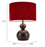 Shobu Table Lamp Red 56154 Zuo Modern