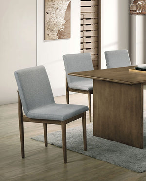 English Elm Natural Tone Mid-Century Dining Chairs Set of 2 Light Gray Upholstered Seats Solid Wood Legs Stylish Comfort B011P196967