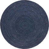 Unique Loom Braided Jute Dhaka Hand Woven Solid Rug Navy Blue,  5' 1" x 5' 1"