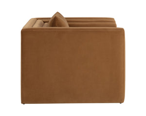 Sunpan Kira Armchair - Modern Design with Soft Geometric Lines, Durable Performance Fabric, Handcrafted Elegance Meg Gold