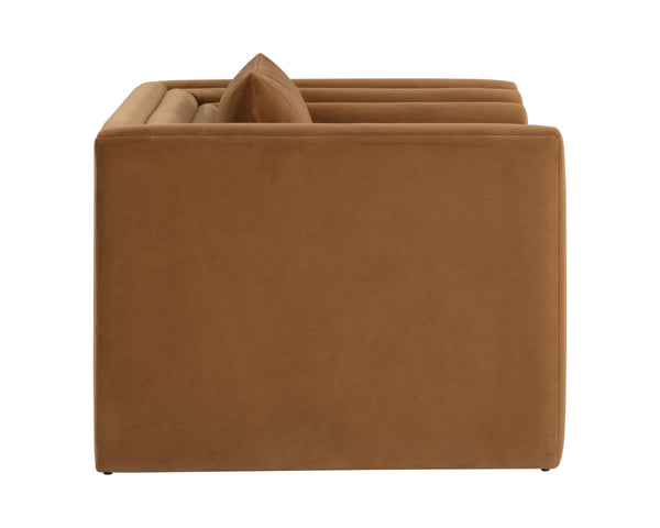 Sunpan Kira Armchair - Modern Design with Soft Geometric Lines, Durable Performance Fabric, Handcrafted Elegance Meg Gold