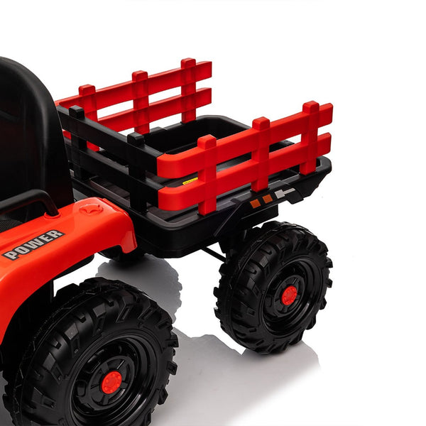 English Elm Ride on Electric Tractor Toy with Trailer 24v 400w Dual Motors Remote Control Led Red W1578P194696