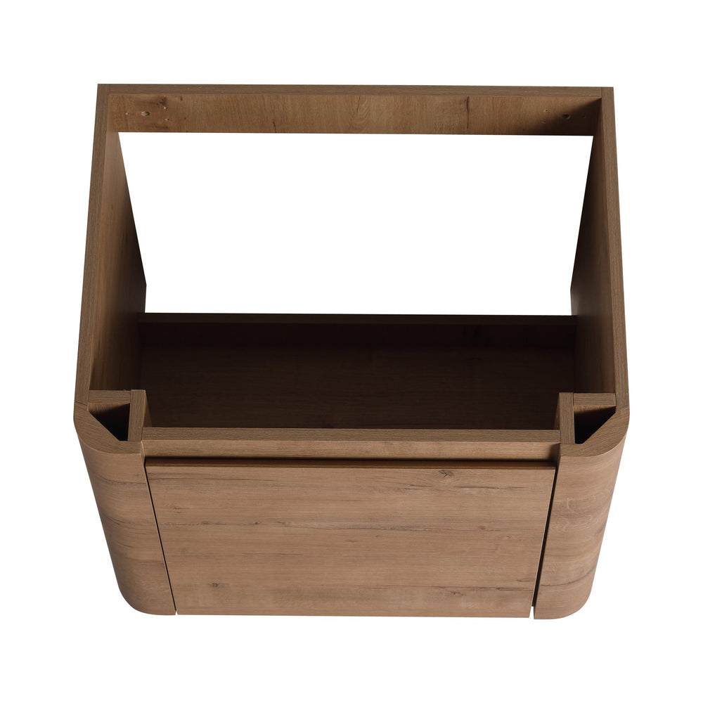 English Elm 36'' 36" Wall-Mounted Vanity with White Ceramic Sink, Plywood Shelves, Soft-Close Door & Rounded Edges W999S00379