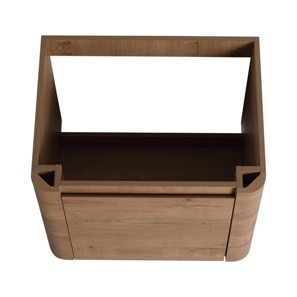 English Elm 36'' 36" Wall-Mounted Vanity with White Ceramic Sink, Plywood Shelves, Soft-Close Door & Rounded Edges W999S00379