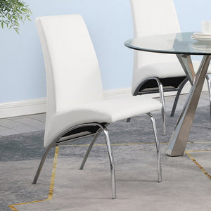 English Elm Set Ultra-Modern Leatherette Side Chairs with Chrome Curved Legs, Sleek Contoured Seats for Dining Comfort White B016P224568