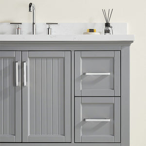 English Elm Fully Assembled Rubberwood Bathroom Vanity with Carrara Marble Top and Soft Close Doors W1826P211180