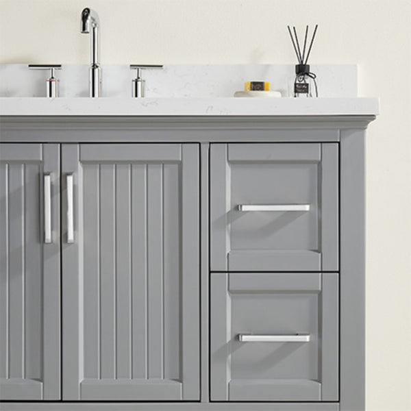 English Elm Fully Assembled Rubberwood Bathroom Vanity with Carrara Marble Top and Soft Close Doors W1826P211180