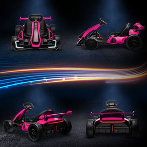 English Elm Aosom 24v Electric Go Kart Ride on Toy with Drifting Dual Motor and Adjustable Seat Pink W2225P229144