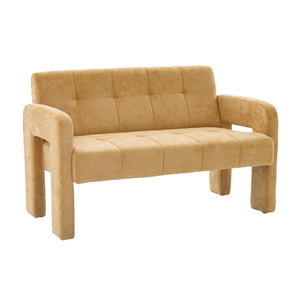 English Elm Nordic Ergonomic Double Armchair Upholstered Chenille Sofa 2-Seater Compact Lounge Chair 550LB Capacity Yellow W395P380536