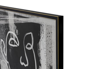 Sunpan FACE TO FACE Diptych Canvas Art Set - 40" x 60" Black Floater Frames with Gold Trim Accents A0394