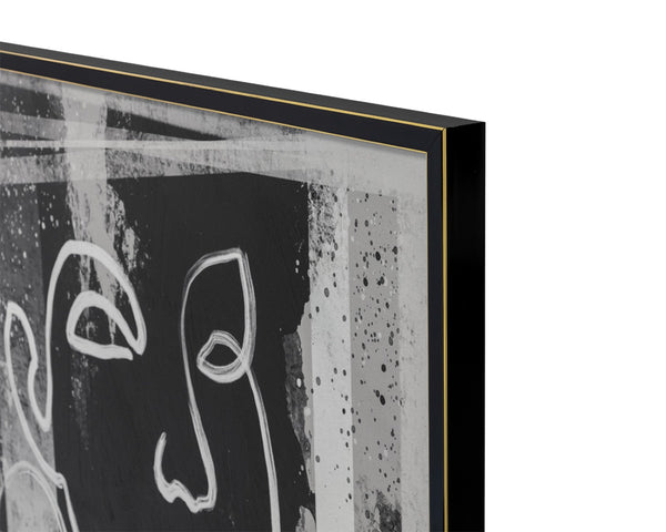 Sunpan FACE TO FACE Diptych Canvas Art Set - 40" x 60" Black Floater Frames with Gold Trim Accents A0394