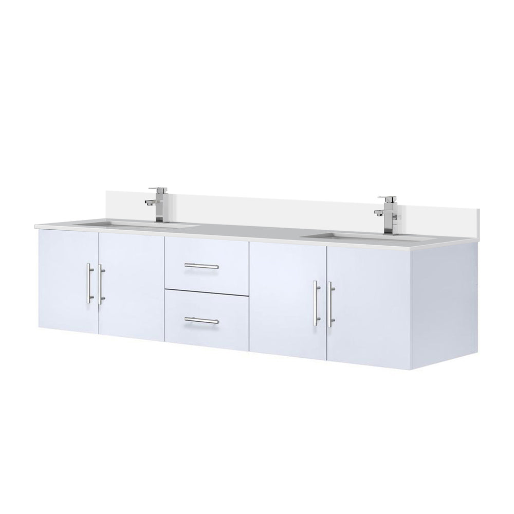 English Elm Glossy White Double Bath Vanity 80" W x 22" D with Cultured Marble Top, Chrome Faucet, Soft-Close Drawers B2731P258743