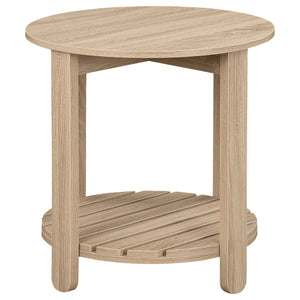 English Elm Altos Natural Round End Table With Slatted Shelf - Stylish Engineered Wood For Living Room & Patio B062P299831