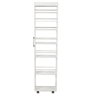 English Elm 7 Tier Rolling Slim Kitchen Organizer with Open Shelves and Casters for Narrow Spaces W331P374571