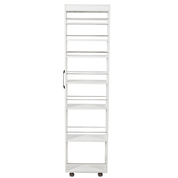 English Elm 7 Tier Rolling Slim Kitchen Organizer with Open Shelves and Casters for Narrow Spaces W331P374571