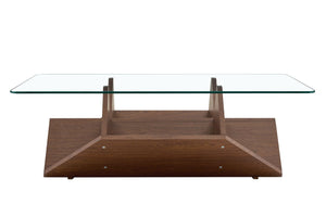 English Elm A Modern Two-tier Mdf Coffee Table with Open Shelf for Living Room Storage W3875P396857