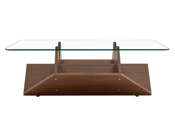 English Elm A Modern Two-tier Mdf Coffee Table with Open Shelf for Living Room Storage W3875P396857