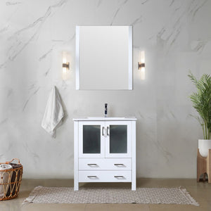 English Elm White Modern Bath Vanity 30" W X 18.25" D - Compact Design With Soft-Close Doors & Drawers For Storage B2731P260418-GIGA
