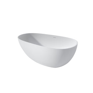 English Elm 59 Inch Freestanding Stone Resin Soaking Tub Sculptural Matte Spa Bath Design T3785P353948