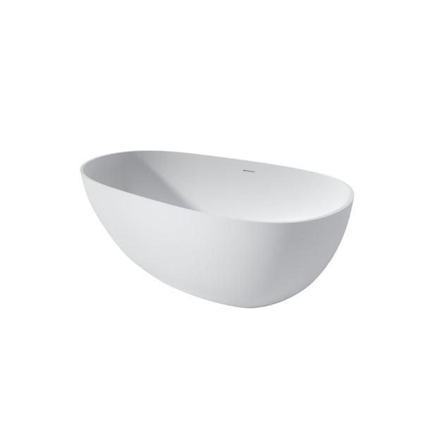 English Elm 59 Inch Freestanding Stone Resin Soaking Tub Sculptural Matte Spa Bath Design T3785P353948