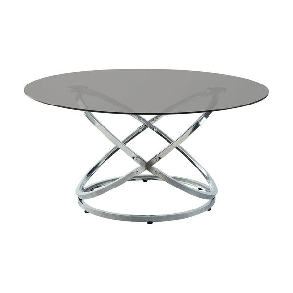 English Elm Modern Marion 3-Piece Occasional Table Set with Tempered Black Glass, Chrome Intersecting Metal Base, Stylish Living Room Accent B011P297657