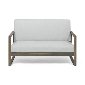 English Elm Christopher Knight Home® - BELGIAN Acacia Wood Loveseat and Coffee Table Set with Slatted Design and Water‑Resistant Cushions Grey 54 L x 31 W x 20.75 H 66742.00GLGRY